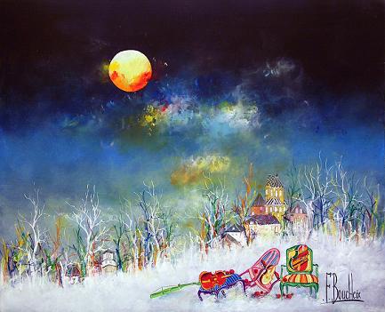 佛郎索瓦波切《月光中的音乐》油画